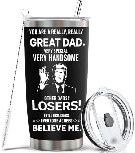 Ulrhpc Fathers Day Day gifts Dad Tumbler - 20oz Stainless Steel Vacuum Tumbler w/Lids/Straws/Brush Funny Birthday Gifts for Men Papa Husband Grandpa on Christmas Anniversary Fathers Day