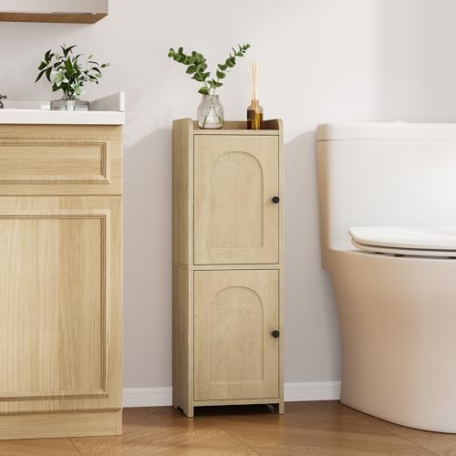 Hzuaneri Bathroom Storage Cabinet, Small Corner Floor Cabinet with 2 Doors