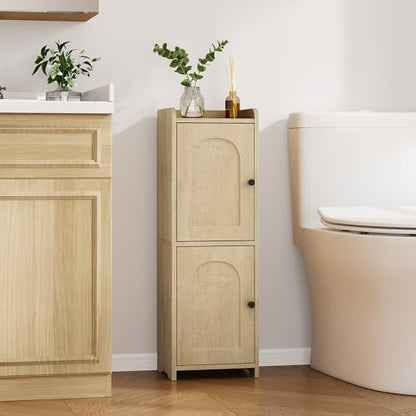 Hzuaneri Bathroom Storage Cabinet, Small Corner Floor Cabinet with 2 Doors
