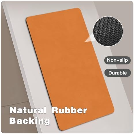 TYUU Thin Bath Mat, Small Bathroom Rugs Non Slip Washable, 20x30 Orange