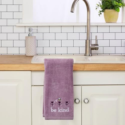 SKL Home Bee Kind Hand Towel Set-2pc, 100% Cotton, Embroidered, Lavender