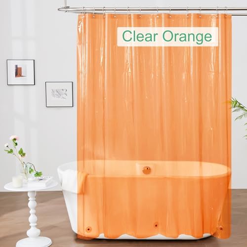 Mrs Awesome Clear Orange Shower Curtain Liner with 3 Magnets, 72x72