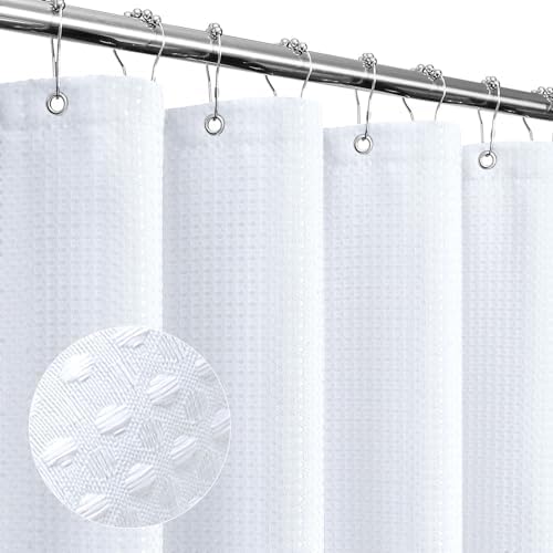 Gibelle Extra Long White Fabric Shower Curtain, 72 x 84