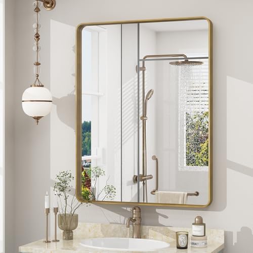 22x30 Inch Brushed Gold Bathroom Mirror