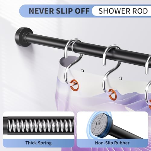 Black Shower Curtain Rod 34-82 Inch(2.8-6.8ft) Adjustable Shower Rod