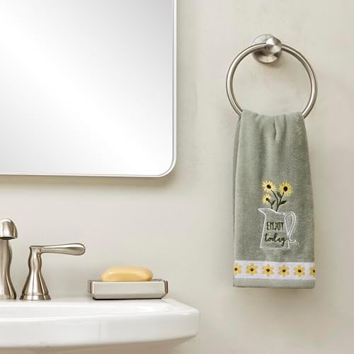 SKL Home Enjoy Hand Towel Set-2pc, 100% Cotton, Embroidered, Gray