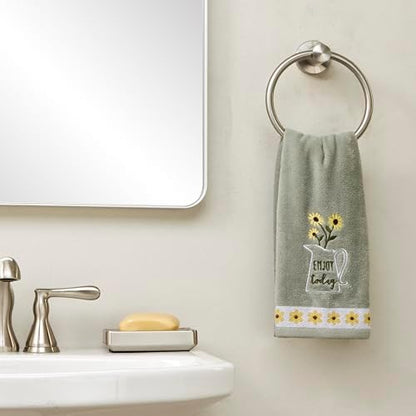 SKL Home Enjoy Hand Towel Set-2pc, 100% Cotton, Embroidered, Gray