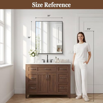 DESBING Black Bathroom Mirror for Wall, 30x36 Inch Rectangle Mirrors with Metal Frame, Modern Vanity Wall Mirror Decor for Entryway Hangs, Bathroom Living Room Horizontal or Vertical