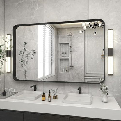 VooBang Bathroom Mirror 30"x48", Black Gorgeous Deep Frame Wall Mirror