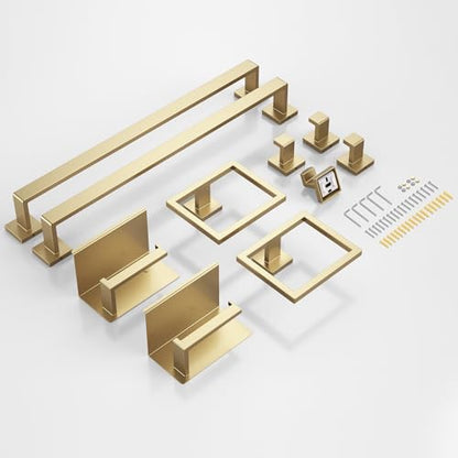 10-Piece 23.6 Inch Brushed Gold Bathroom Hardware Accessories Set