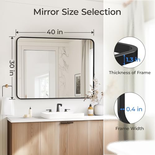 USHOWER Black Bathroom Mirrors for Over Sink 30 x 40 Inch