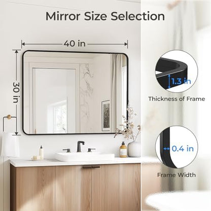 USHOWER Black Bathroom Mirrors for Over Sink 30 x 40 Inch