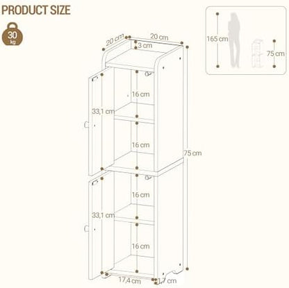 Hzuaneri Bathroom Storage Cabinet, Small Corner Floor Cabinet with 2 Doors