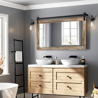 COGOOD Farmhouse Bathroom Mirrors for Over Sink - 26 x 41 Striped Brown