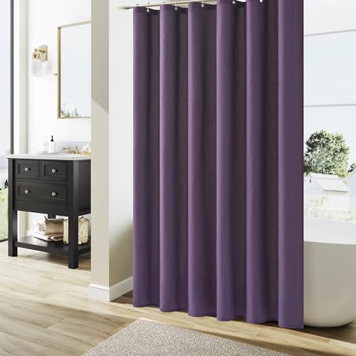 Naturoom Linen Shower Curtain 78 Inch Long for Bathroom Purple 1 Panel