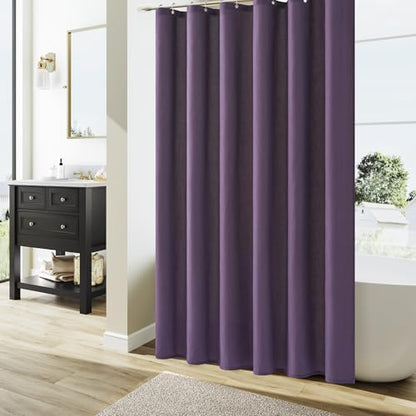 Naturoom Linen Shower Curtain 78 Inch Long for Bathroom Purple 1 Panel