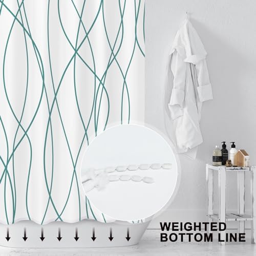 Striped Shower Curtain for Bathroom, Seaweed Green, 72" W x 72" L