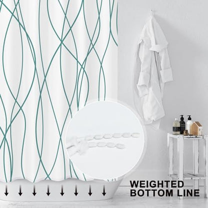 Striped Shower Curtain for Bathroom, Seaweed Green, 72" W x 72" L