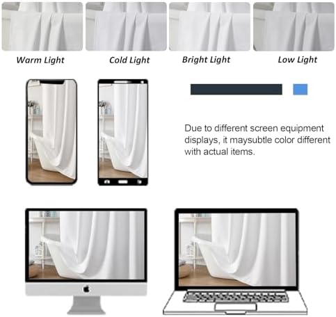 OWENIE White Shower Curtain for Bathroom 84 Inches Extra Long, Elegant 3D Embossed Textured Cloth Waffle Shower Curtain, Modern Luxury Hotel Style, Water Repellent, Machine Washable, 72X84, White