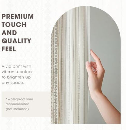 INK+IVY Imani Tufted Chenille 100% Cotton Shower Curtains Machine Washable, Modern Home Bathroom Décor Bathtub Privacy Screen, 72" W x 72" L, Ivory (Pack of 4)
