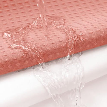 Dynamene Coral Hook Free Waffle Shower Curtain & Snap-in Fabric Liner,72x81
