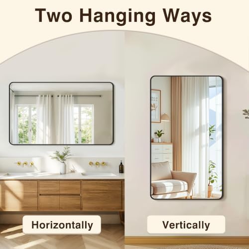 Vanity Bathroom Mirror, 50”x30” Black Bathroom Mirror for Over Sink