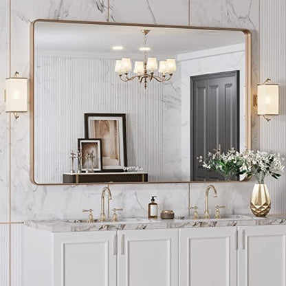 LOAAO 48"X32" Gold Bathroom Mirror