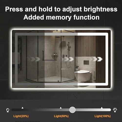 LED Bathroom Mirror with Lights, 30 x 55 Lighted Vanity Wall Mirror