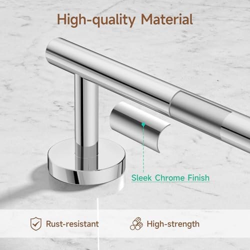 USHOWER 8PCS Polished Chrome Bathroom Hardware Set, 24-Inch Towel Bar Set