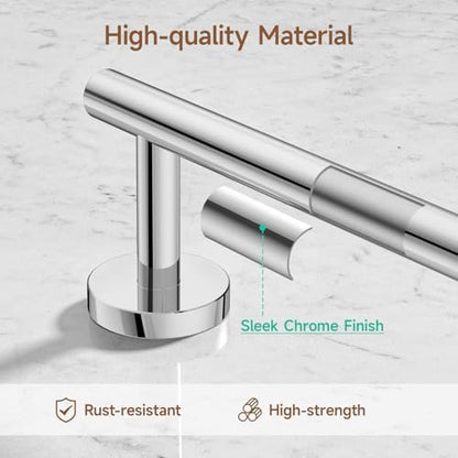 USHOWER 8PCS Polished Chrome Bathroom Hardware Set, 24-Inch Towel Bar Set