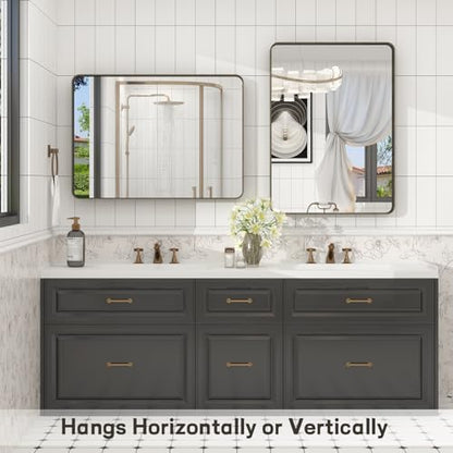 24x32 Inch Bronze Framed Bathroom Mirror