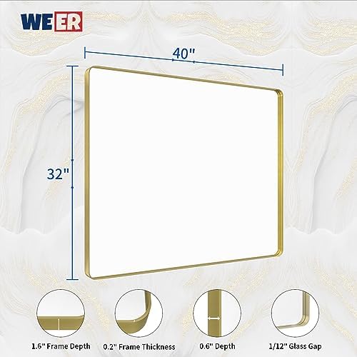 WEER Gold Bathroom Vanity Mirror 40X32 Inch