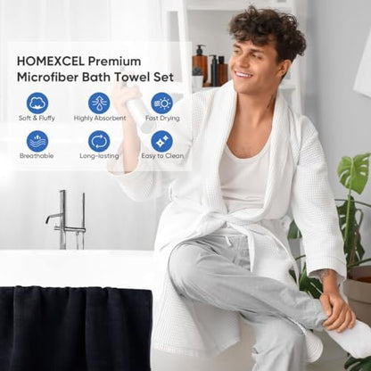 HOMEXCEL 4PK Bath Towel Set, 30x60 in, Absorbent Large Towels for Bathroom