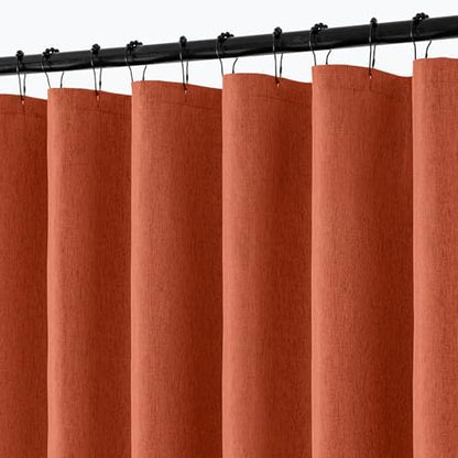 ANRODUO Burnt Orange Extra Long Linen Fabric Shower Curtain Set - W72xL96