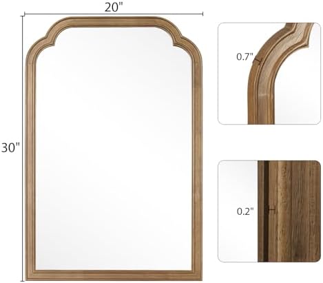 WallBeyond Wood Bathroom Mirrors for Wall Mounted, 20" x 30" Rustic Wood Frame Wall Mirrors Decorative for Living Room or Bedroom Vanity Mirror, Honey-Colored