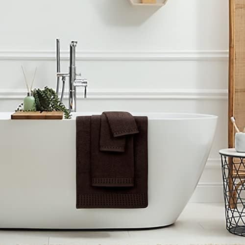 GLAMBURG 100% Cotton Ultra Soft 6 Pack Towel Set, Contains 2 Bath Towels 28x55 Inches, 2 Hand Towels 16x24 Inch & 2 WashCoths 12x12 Inches, Compact Absorbent Lightweight & Quickdry - Chocolate Brown