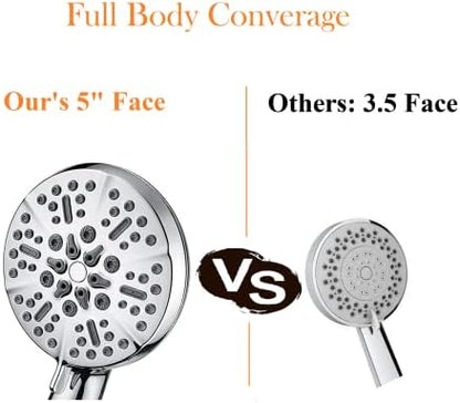 Shower Head with Handheld High Pressure-Full Body Coverage Powerful Rain Showerhead Extra 60" Long Hose and Adjustable Brass Joint Holder- The Perfect Detachable Heads for Bathroom Upgrade