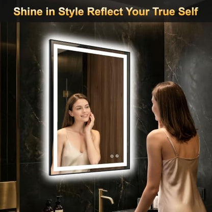 LED Bathroom Mirror with Light, 24x36 Vanity Mirror for Wall with Frame
