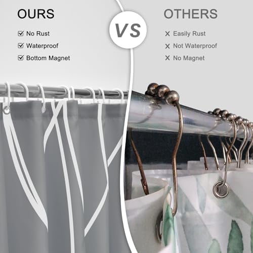 Striped Shower Curtain for Bathroom, Charcoal Grey, 72" W x 72" L