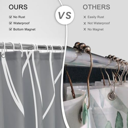 Striped Shower Curtain for Bathroom, Charcoal Grey, 72" W x 72" L