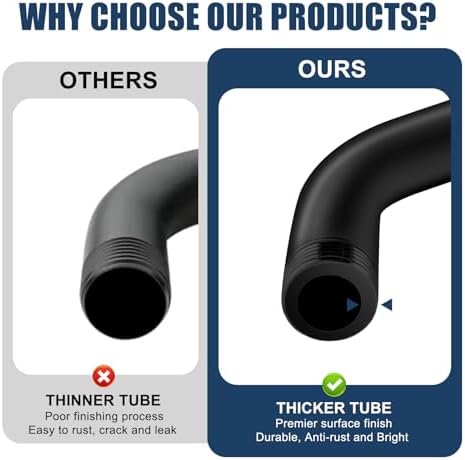 Shower Arm with Flange, 8 Inch, Matte Black