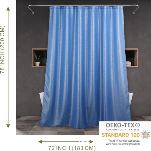 Sky Blue Glitter Shower Curtain: Waterproof Washable Quick Dry, 78Lx72W