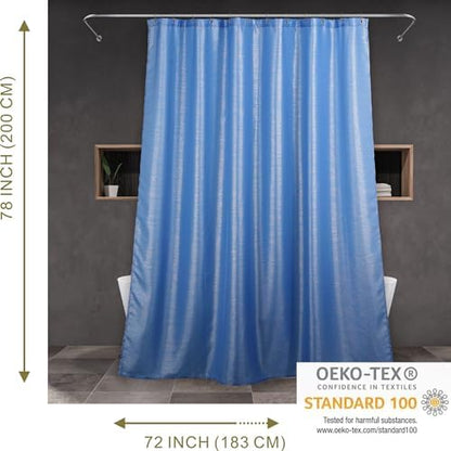 Sky Blue Glitter Shower Curtain: Waterproof Washable Quick Dry, 78Lx72W