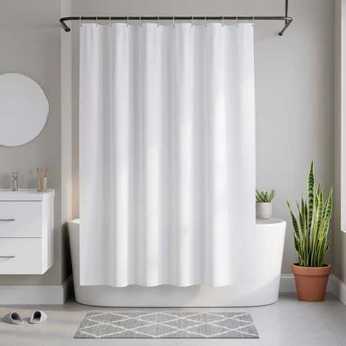 Fabric Shower Curtain Liner 72"W x 84"L-White Extra Long Shower Liners
