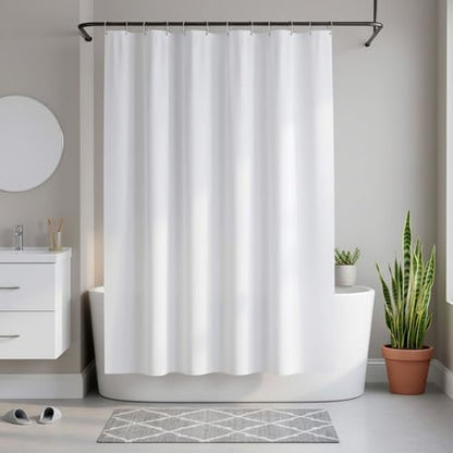 Fabric Shower Curtain Liner 72x72 Inch-White Waterproof Bathroom Curtains