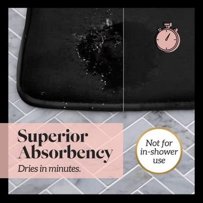 Memory Foam Bath Mat Non Slip Absorbent Super Cozy Velvet Bathroom Rug Carpet (72 inches X 24 inches, Black)