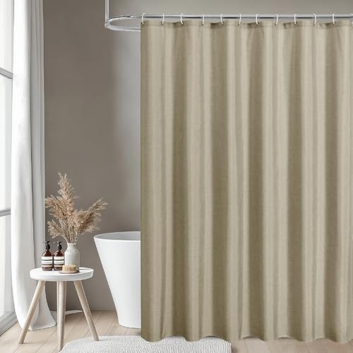 Extra Long Fabric Shower Curtain with Waterproof Layer,72x84,Khaki