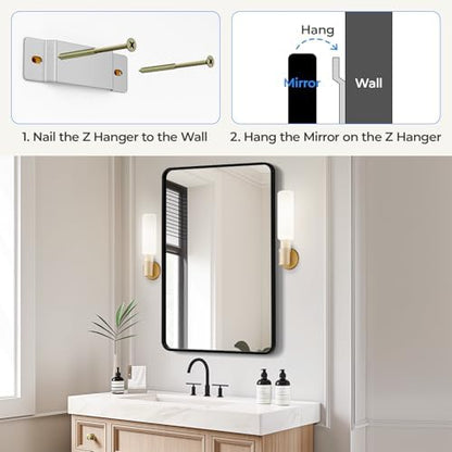 USHOWER Black Bathroom Mirrors for Over Sink 24 x 36 Inch