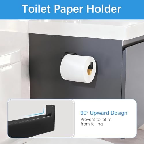 Gypie Bathroom Accessories Set Wall Mounted, 10-Piece 24In Matte Black