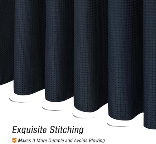 Gibelle 230GSM Heavy Duty Fabric Navy Blue Shower Curtain, 72 X 72